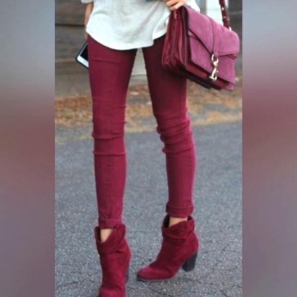 J. Crew Burgundy Maroon Stretch Pants - Picture 1 of 5